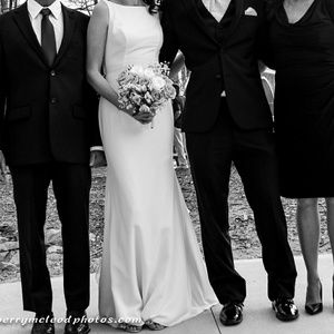 HIGH-NECK CREPE WEDDING DRESS size 2